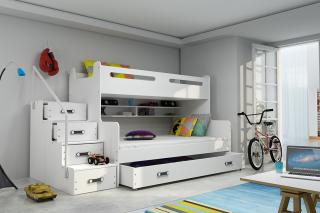 Rozšírená poschodová posteľ s úložným priestorom MAX 3 200x120 biela Biela