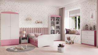 Zostava do detskej izby vrátane postelí s úložným priestorom Babydreams 180x80 cm, Růžová