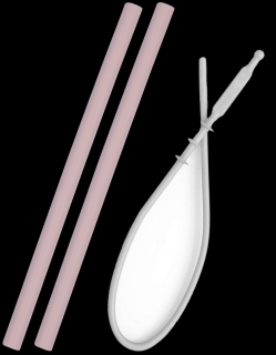 Minikoioi silikónová slamka s kefkou 2 ks ružové