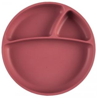 Minikoioi silikónový delený tanier s prísavkou bordový