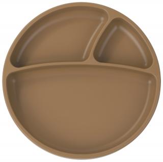 Minikoioi silikónový delený tanier s prísavkou hnedý