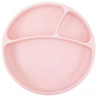 Minikoioi silikónový delený tanier s prísavkou ružový
