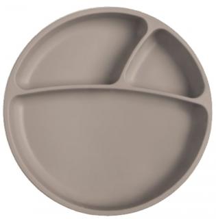 Minikoioi silikónový delený tanier s prísavkou šedý