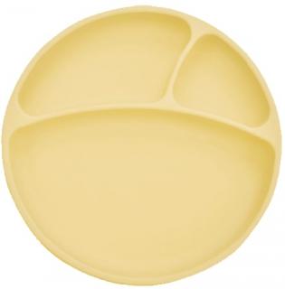 Minikoioi silikónový delený tanier s prísavkou žltý