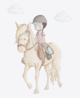 Suenos De Ciguena nálepka na stenu dievča na koni
