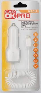 Autonabíjačka USB+MICRO USB 2,1A z kablem