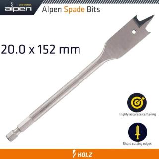 Plochý vrtak do dreva Alpen 20x152mm