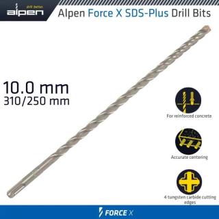 Vrták Alpen Force X 10.0 310/250 Sds-Plus X4 rezné hrany