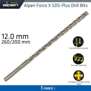 Vrták Alpen Force X 12.0 260/200 Sds-Plus X4 rezné hrany