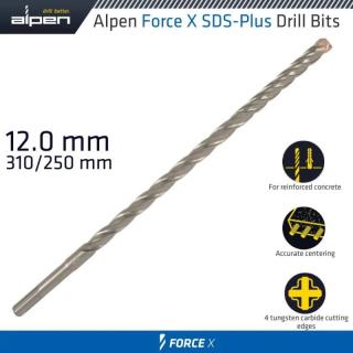 Vrták Alpen Force X 12.0 310/250 Sds-Plus X4 rezné hrany