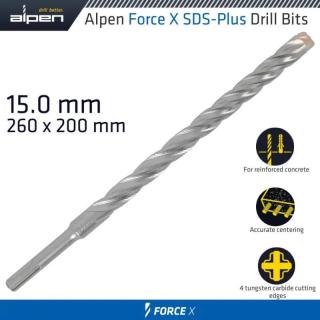 Vrták Alpen Force X 15.0 260/200 Sds-Plus X4 rezné hrany