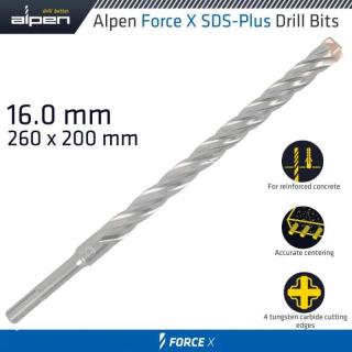 Vrták Alpen Force X 16.0 260/200 Sds-Plus X4 rezné hrany