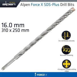 Vrták Alpen Force X 16.0 310/250 Sds-Plus X4 rezné hrany