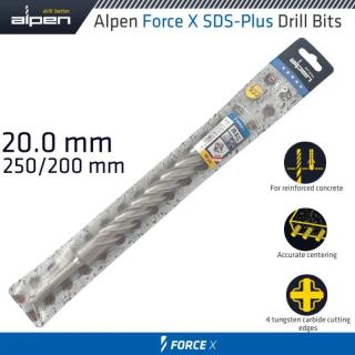 Vrták Alpen Force X 20.0 250/200 Sds-Plus X4 rezné hrany