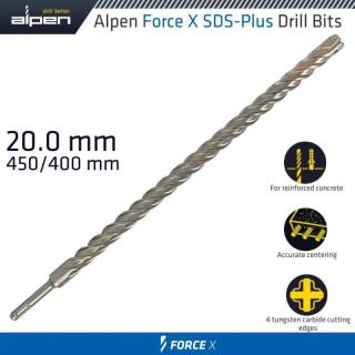 Vrták Alpen Force X 20.0 450/400 Sds-Plus X4 rezné hrany