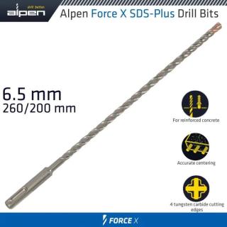 Vrták Alpen Force X 6.5 260/200 Sds-Plus X4 rezné hrany