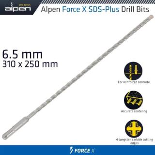 Vrták Alpen Force X 6.5 310/250 Sds-Plus X4 rezné hrany