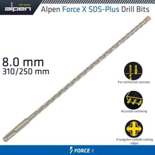 Vrták Alpen Force X 8.0 310/250 Sds-Plus X4 rezné hrany