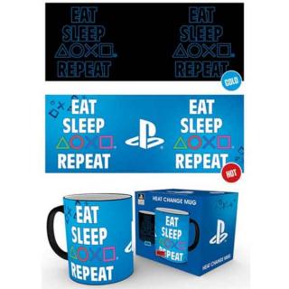 PlayStation Heat Change hrnček Eat Sleep Repeat