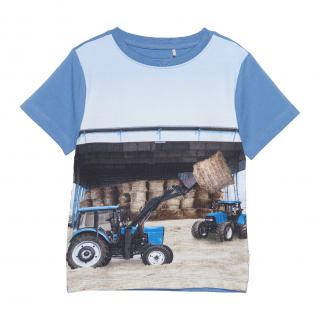 Detské tričko MINYMO - modrý traktor Veľkosť oblečenia: 128