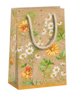 ARGUS papierová darčeková taška  NATUR  (prírodná) T1, Sedmokrásky