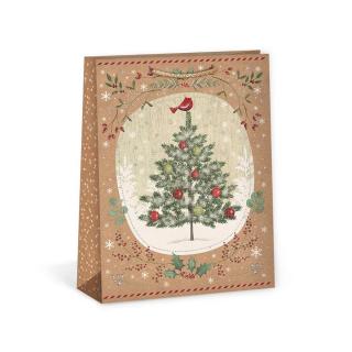 ARGUS papierová darčeková VIANOČNÁ taška  NATUR  (prírodná) T4, Vianočný stromček