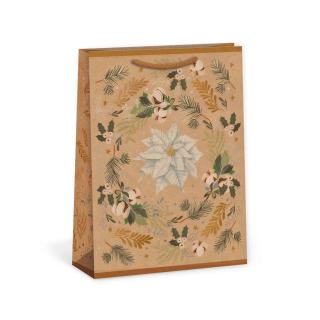 ARGUS papierová darčeková VIANOČNÁ taška  NATUR  (prírodná) T5, Vianočná Hviezda