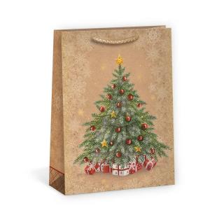 ARGUS papierová darčeková VIANOČNÁ taška  NATUR  (prírodná) T5, Vianočný stromček