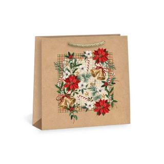 ARGUS papierová darčeková VIANOČNÁ taška  NATUR  (prírodná) T7, Vianočná dečka