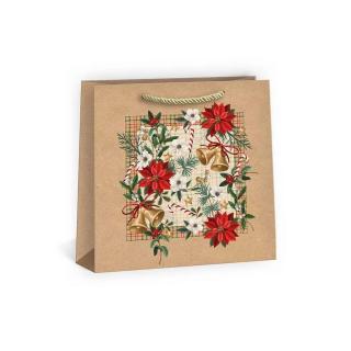 ARGUS papierová darčeková VIANOČNÁ taška  NATUR  (prírodná) T8, Vianočná dečka