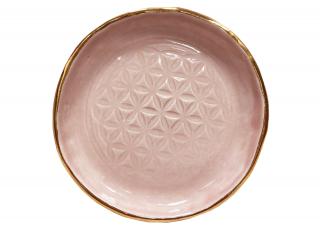 LVICE V PORCELÁNU ružový porcelánový tanierik so vzorom Kvet Života