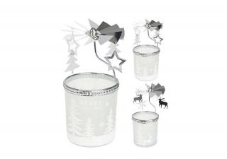 Strieborné anjelské zvonenie s bielym pohárom na čajovú sviečku