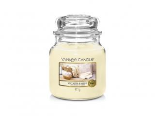 YANKEE CANDLE vonná sviečka v skle Soft Wool & Amber, stredná