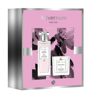 Allvernum: Darčeková sada pre ženy Cherry Blossom & Musk (parfém 50 ml + sviečka)