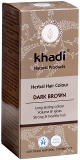 KHADI: Rastlinná farba na vlasy Tmavohnedá 100 g