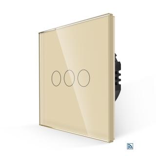 Dotykový vypínač s RF - radenie č.5 (Tri okruhy) - Tvrdené sklo Farba: Zlatá
