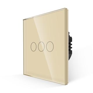 Dotykový vypínač - SILICON CONTROL - radenie č.5 (3 okruhy) - Tvrdené sklo Farba: Zlatá