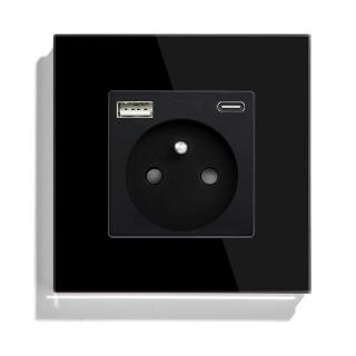Zásuvka s USB A + USB C Farba: Čierna