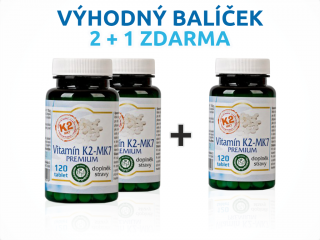 2x Vitamín K2 120 tbl + 1x vitamín K2 120 tbl ZDARMA