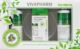 TEA TREE OIL darčekové balenie prírodnej kozmetiky s čajovníkom v papierovom obale/pleť