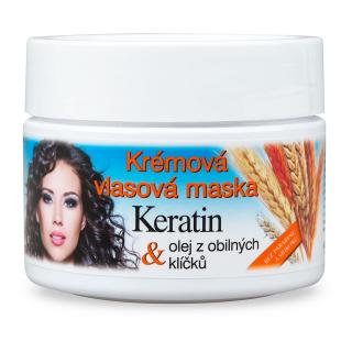 BC BIONE Keratin s olejom z obilných klíčkov Krémová vlasová maska kelímok 260ml