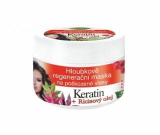 BC BIONE Ricínový olej + Keratín Hĺbkovo regeneračná maska na poškodené vlasy 260ml