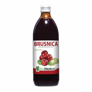 Brusnica 100% šťava 500ml EKOMEDICA