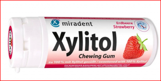 Xylitol žuvačky Jahoda 30ks MIRADENT