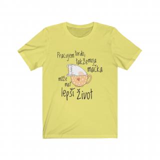 Tričko  Mačací život , unisex Farba: žltá, Veľkosť: XL