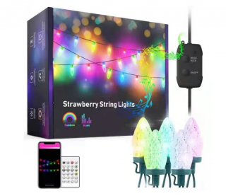 BOT Inteligentný LED vianočné a párty reťaz Strawberry SL2 10 metrov Tuya RGB WiFi a BT