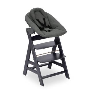 HAUCK Alpha+ Novorodenecký set drevená stolička + lehátko grey (Rastúca drevená stolička na kŕmenie + bouncer)