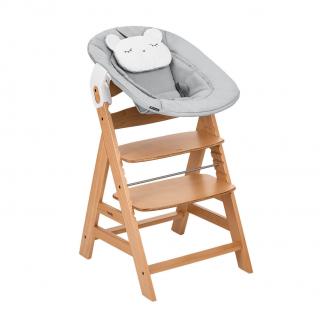 HAUCK Alpha+ Novorodenecký set drevená stolička + lehátko natur (Rastúca drevená stolička na kŕmenie + bouncer)