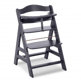 HAUCK Alpha+ Select Dark grey drevená stolička na kŕmenie (Rastúca drevená stolička dark grey)