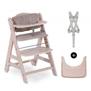 Hauck rastúca stolička BETA s kolieskami White-Washed (Drevená jedálenská stolička pre deti )